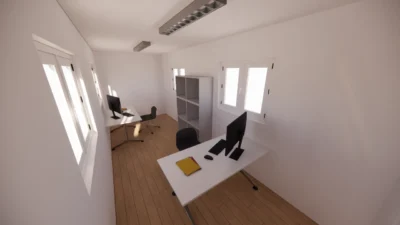 BUREAU ET SALLE DE PAUSE AVEC KITCHENETTE 28 M² EN CONTAINER 40 PIEDS