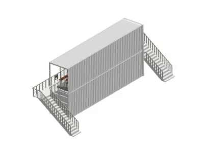 TRIBUNES EN CONTAINER 40 PIEDS 72 PLACES AVEC LOCAL DE STOCKAGE