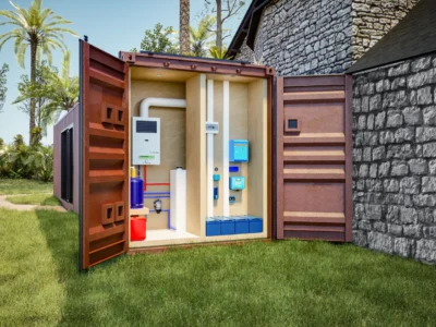 STUDIO CONTAINER ECOLOGIA 40 PIEDS 23 M² HABITABLES 1 CHAMBRE AVEC BARDAGE