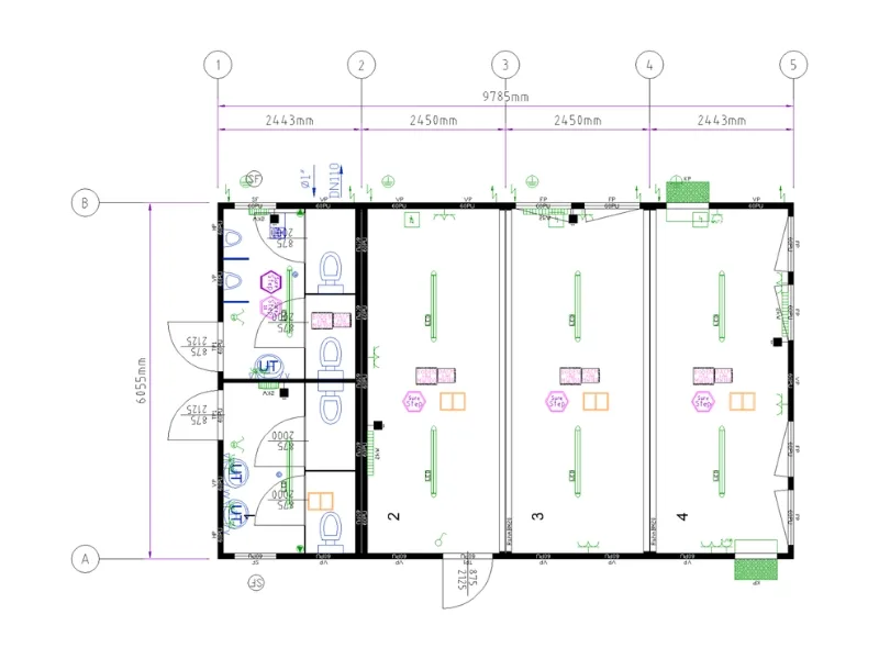 BUNGALOWS BUREAUX ET WC SÉPARÉS 59 M²  4 X 20 PIEDS