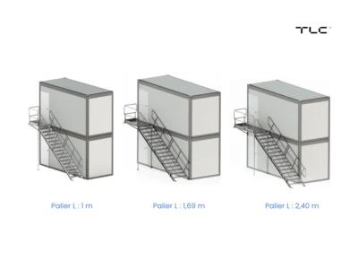 ESCALIER MÉTALLIQUE EXTÉRIEUR POUR CONTAINER | PALIER LATÉRAL