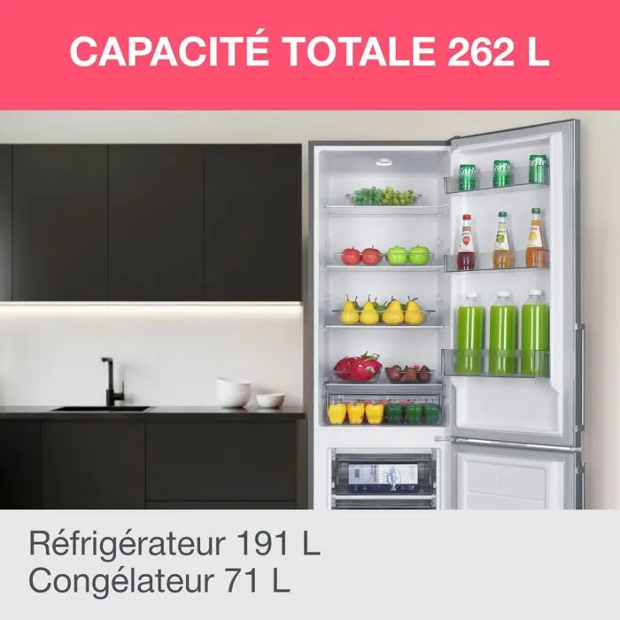 Réfrigérateur combiné - OCEANIC - OCEAFC262STDS - 262 L - Classe D - 55 x 56 x 180 cm - Silver