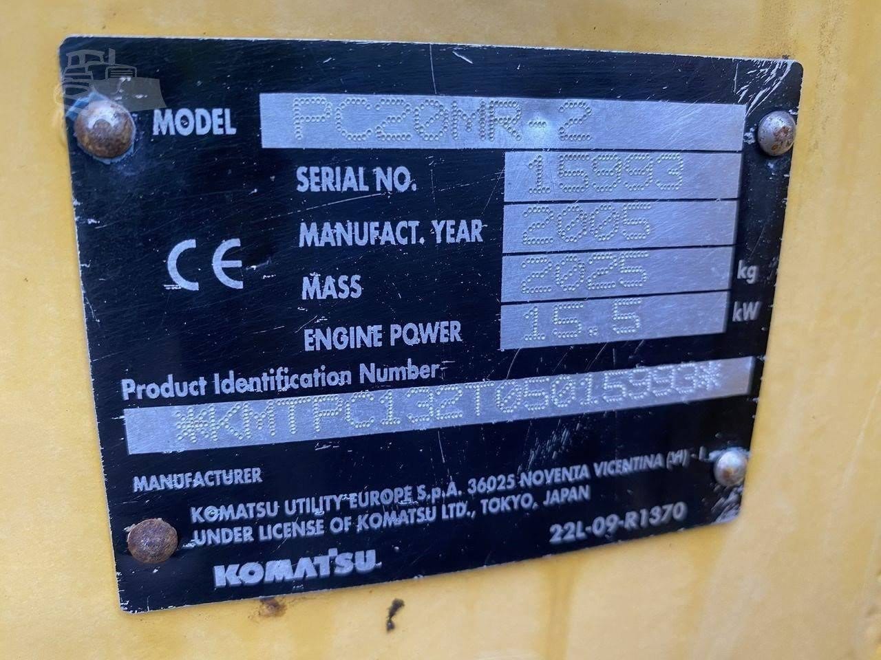 Komatsu PC20MR-2, (2005), 2280 heures, 2T – occasion