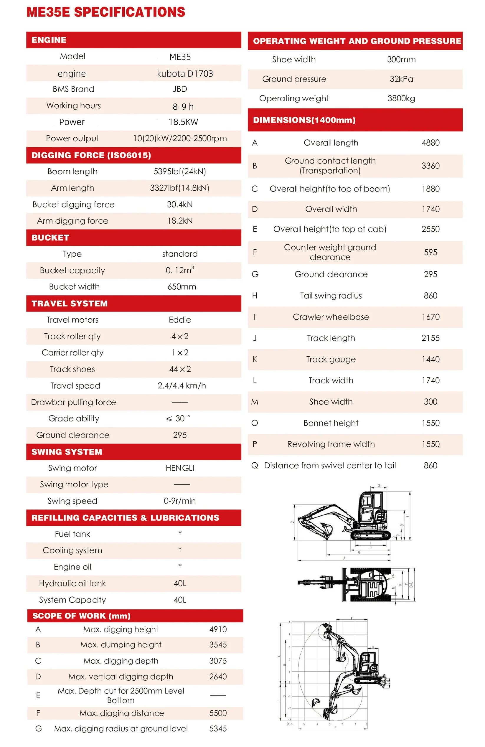Mini-Pelle Kubota Excavator 3.5 tons